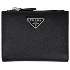 Prada Saffiano Triangle Wallet Bifold Leather Nero