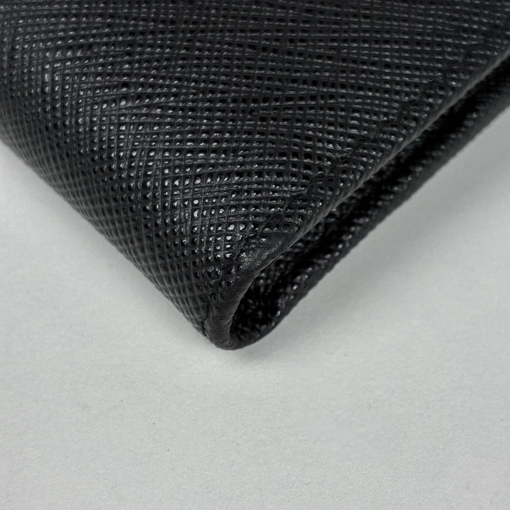 Prada Saffiano Triangle Wallet Bifold Leather Nero — view 3