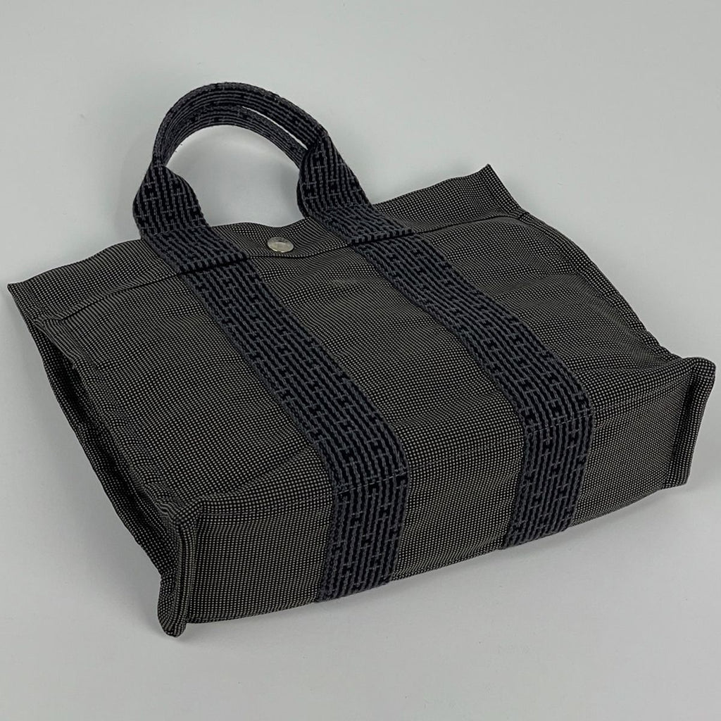Hermes Herline PM Tote Nylon Canvas Gray Black — view 2