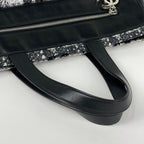 Chanel Tote CC Logo Tweed Print Nylon Black — view 4