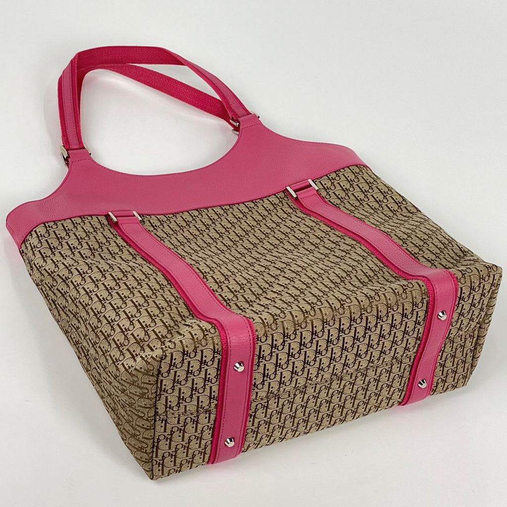 Dior Tote Street Chic Trotter Pattern Canvas Brown Pink — view 2