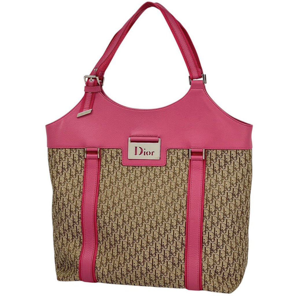 Dior Tote Street Chic Trotter Pattern Canvas Brown Pink