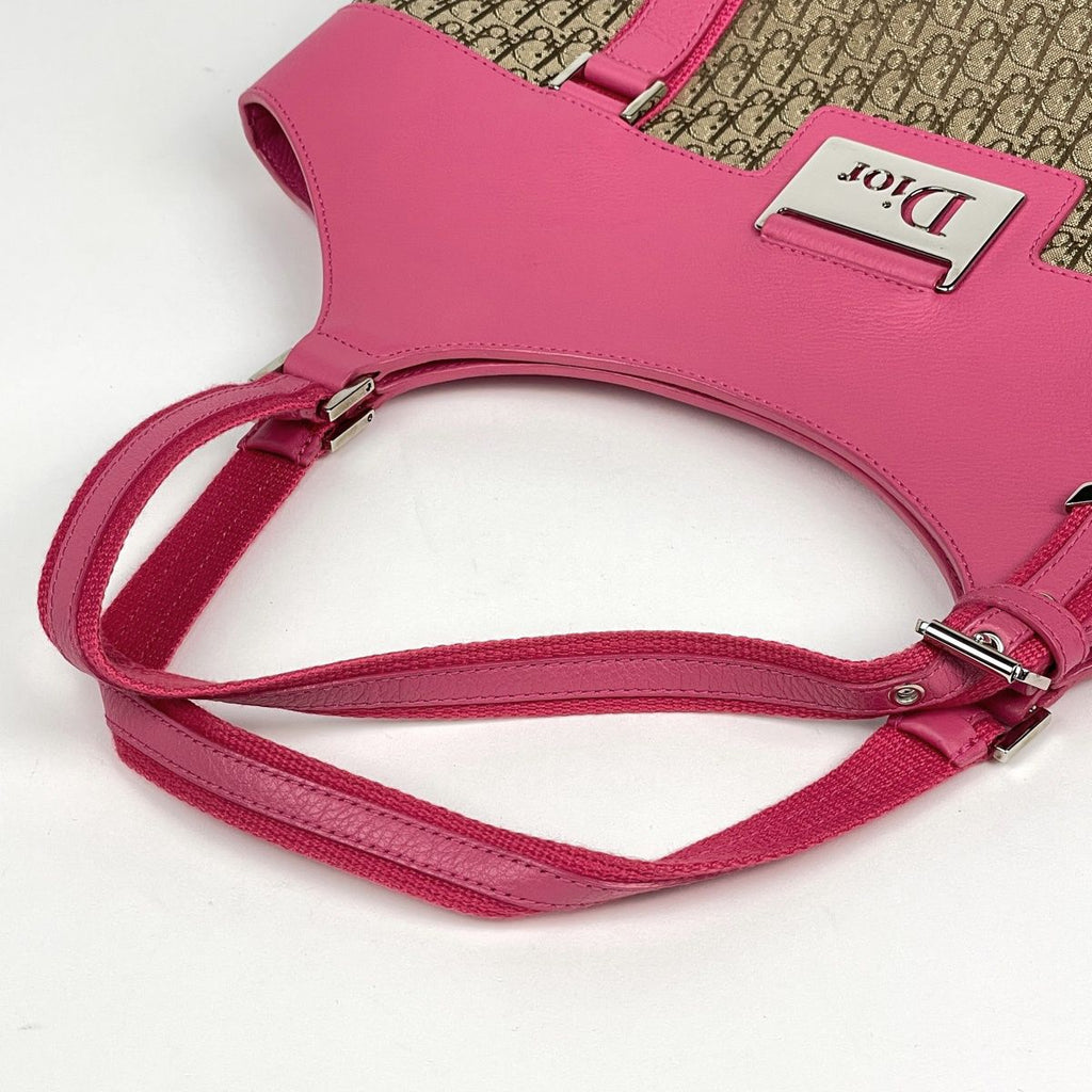Dior Tote Street Chic Trotter Pattern Canvas Brown Pink — view 6