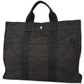 Hermes Herline MM Tote Nylon Canvas Gray Black