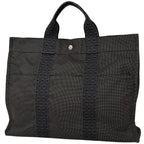 Hermes Herline MM Tote Nylon Canvas Gray Black