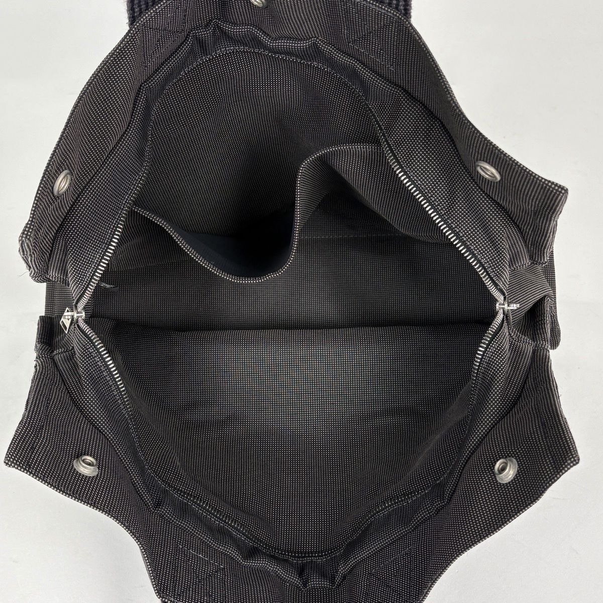 Hermes Herline MM Tote Nylon Canvas Gray Black — view 7