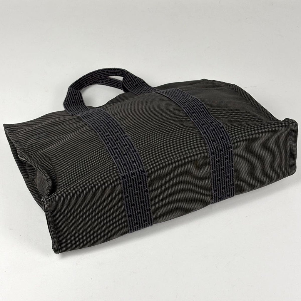 Hermes Herline MM Tote Nylon Canvas Gray Black — view 2