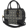 Loewe Handbag Amazona 19 Square Bag 2-Way Anagram Leather Black Navy