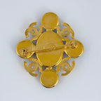 Chanel Brooch CC Logo Color Stone Gold Blue — view 2