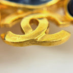 Chanel Brooch CC Logo Color Stone Gold Blue — view 4