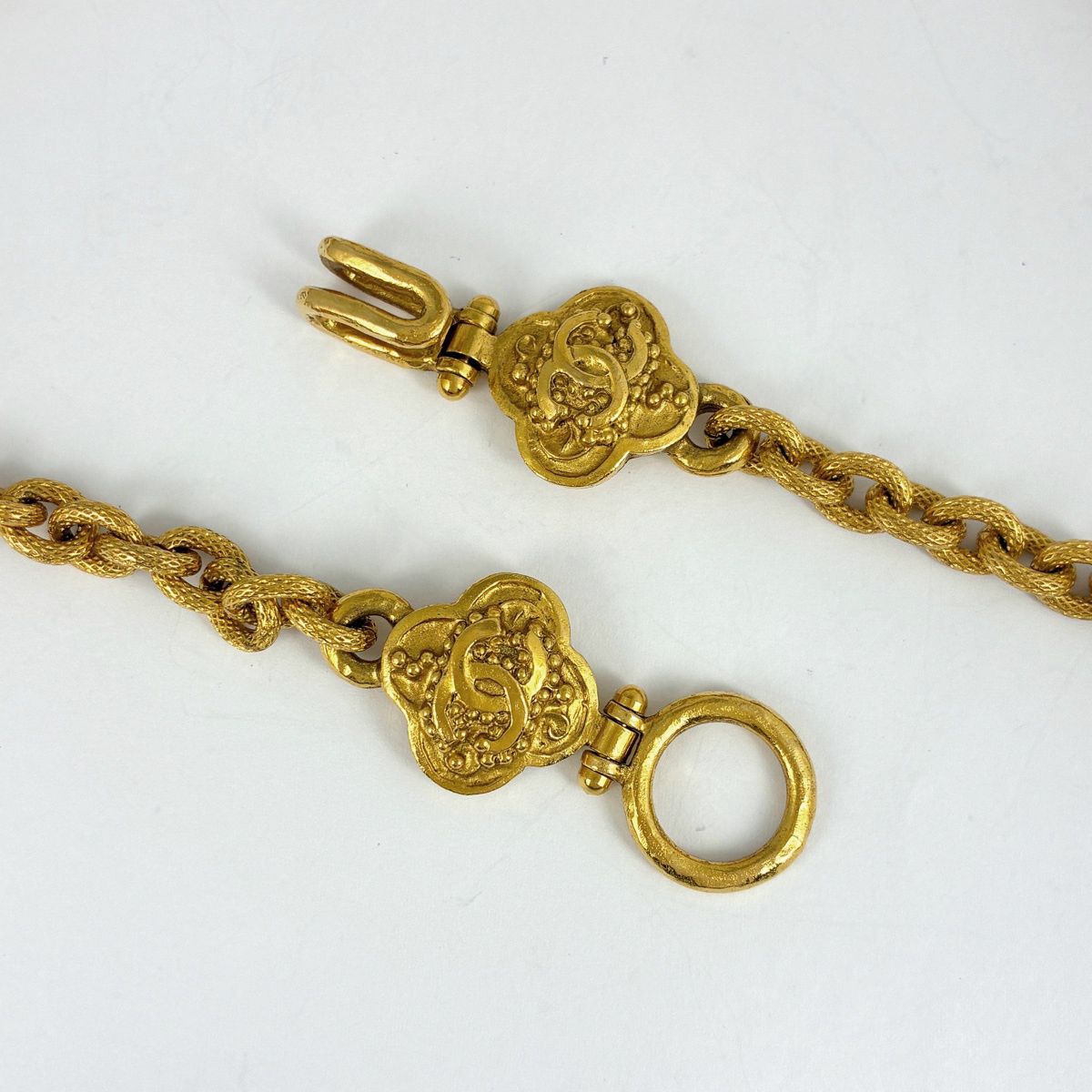 Chanel Necklace CC Logo Clover Color Stone Gold Black — view 3