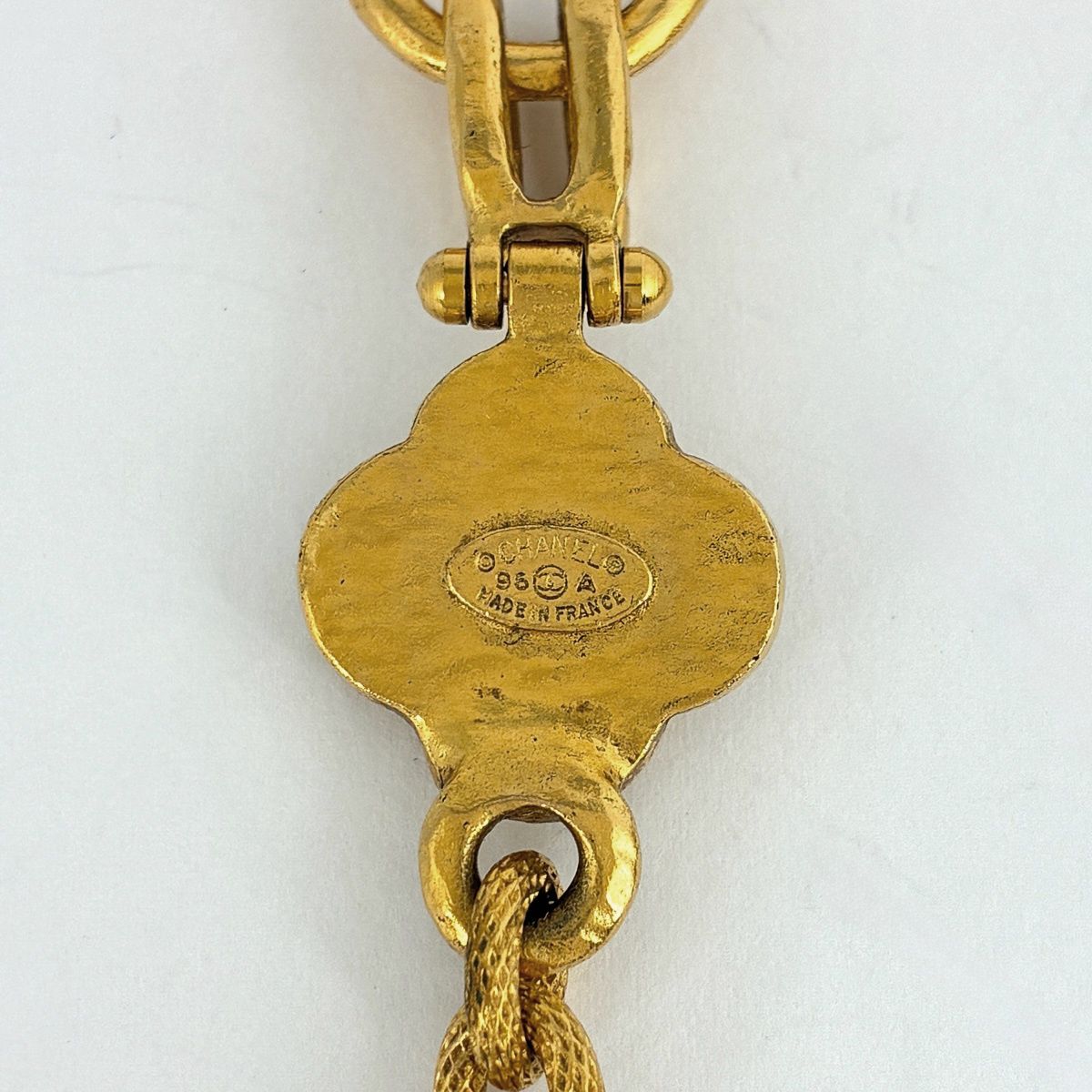 Chanel Necklace CC Logo Clover Color Stone Gold Black — view 6