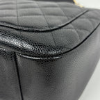 Chanel Shoulder Bag CC Logo Quilted Caviar Leather Black — view 3