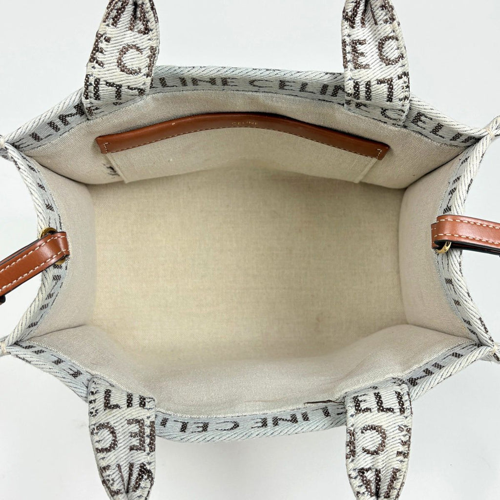 Celine Tote Small Cabas Thais 2-Way Triomphe Canvas White Brown — view 8