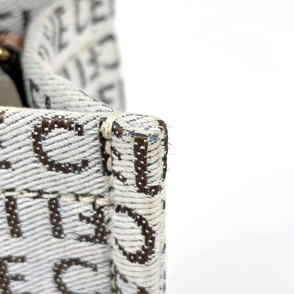 Celine Tote Small Cabas Thais 2-Way Triomphe Canvas White Brown — view 4