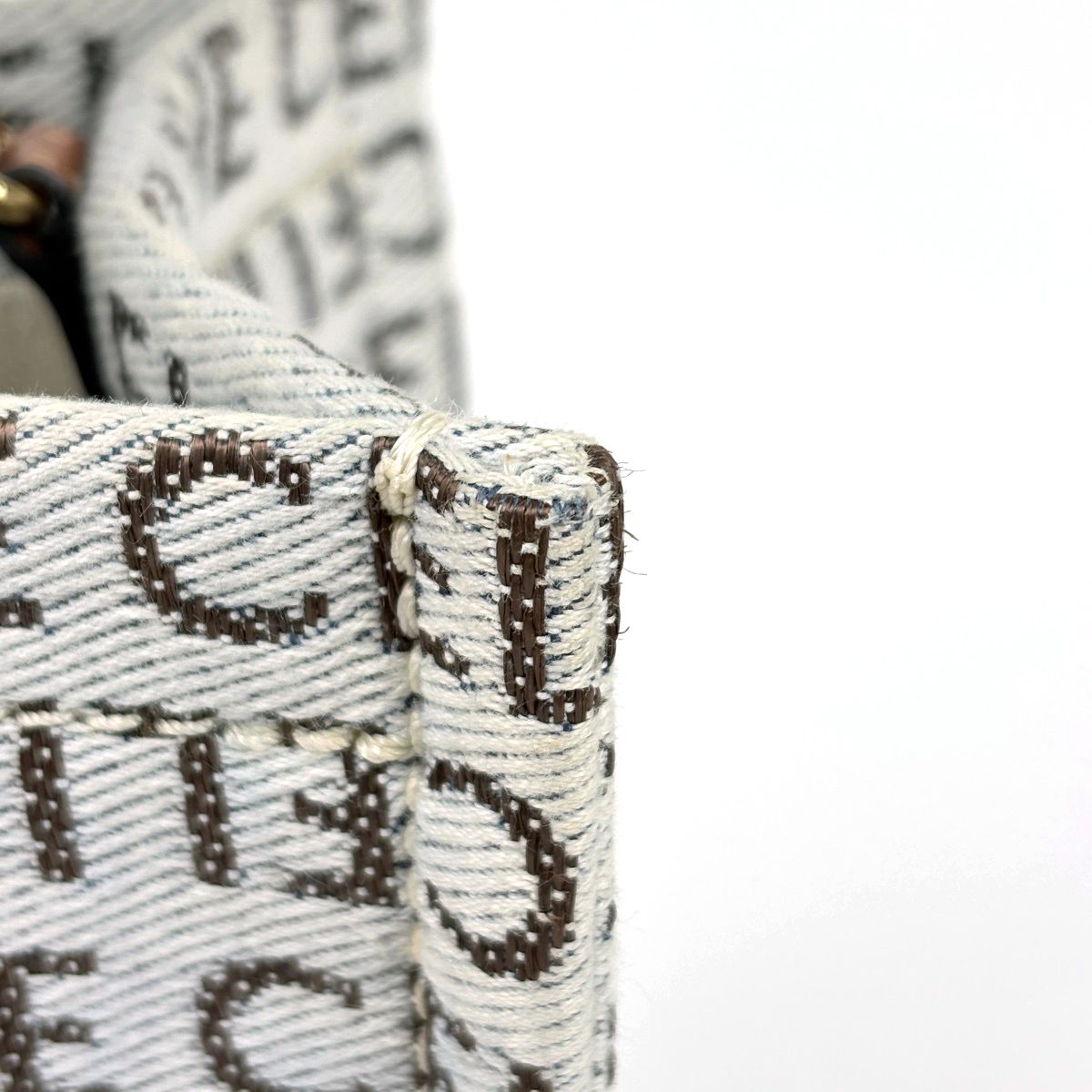 Celine Tote Small Cabas Thais 2-Way Triomphe Canvas White Brown — view 4
