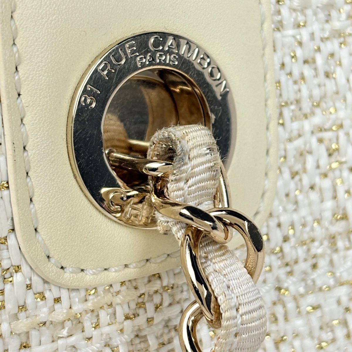 Chanel Tote Deauville Line CC Logo Fabric White — view 6