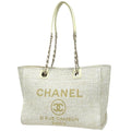 Chanel Tote Deauville Line CC Logo Fabric White