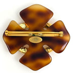 Chanel Brooch CC Logo Demi Pattern Plastic Gold Brown — view 2