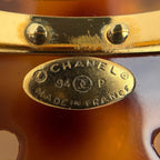 Chanel Brooch CC Logo Demi Pattern Plastic Gold Brown — view 6