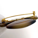 Chanel Brooch CC Logo Demi Pattern Plastic Gold Brown — view 4