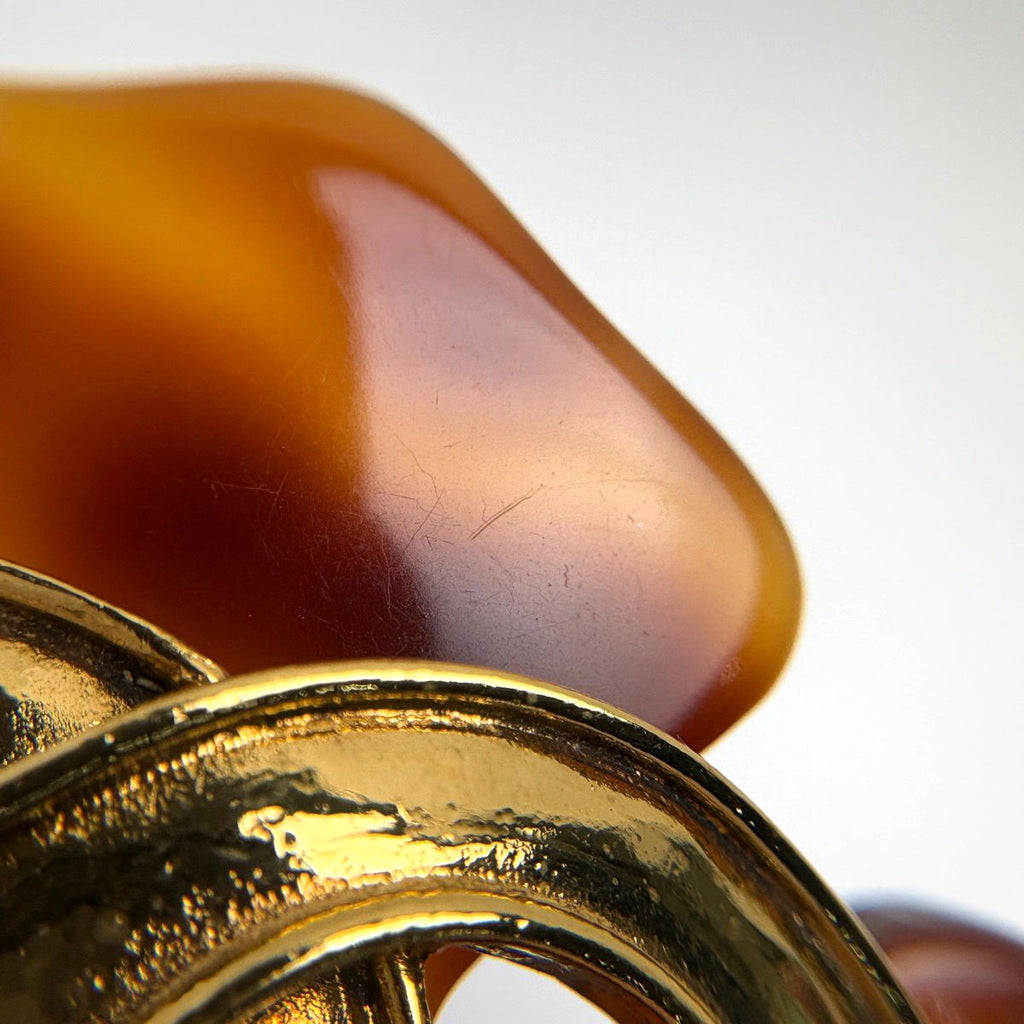 Chanel Brooch CC Logo Demi Pattern Plastic Gold Brown — view 3