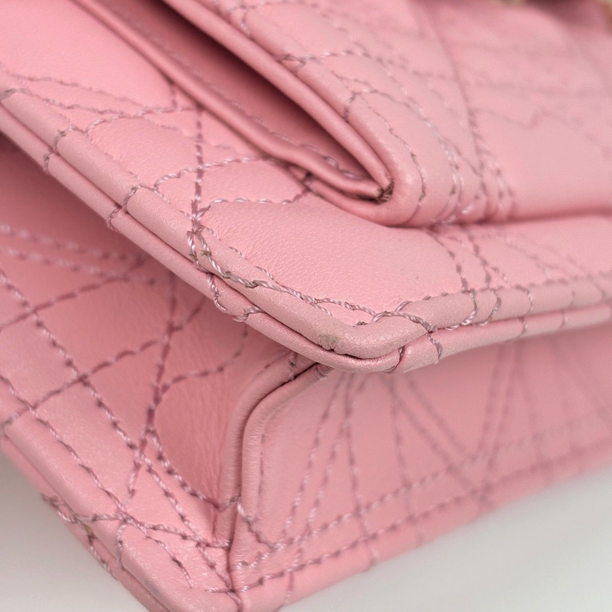 Dior My Daily Chain Wallet Heart Cannage Leather Pink Shoulder Bag — view 4