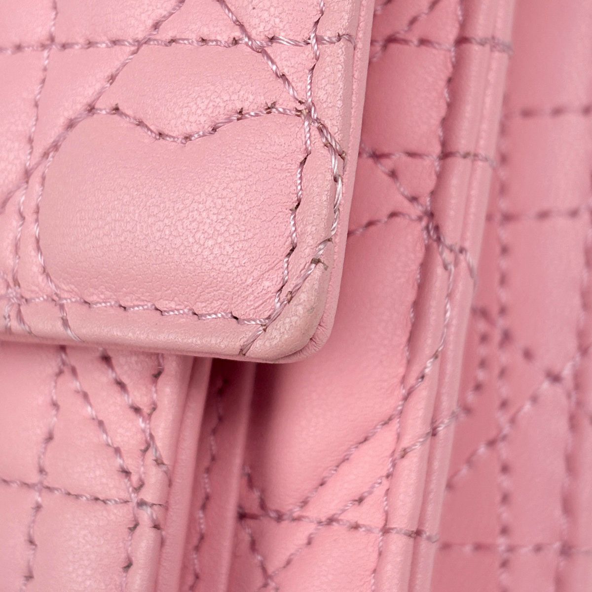 Dior My Daily Chain Wallet Heart Cannage Leather Pink Shoulder Bag — view 5