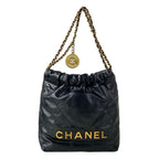 Chanel Handbag Chanel 22 Mini Black Chain Handle Vintage Gold