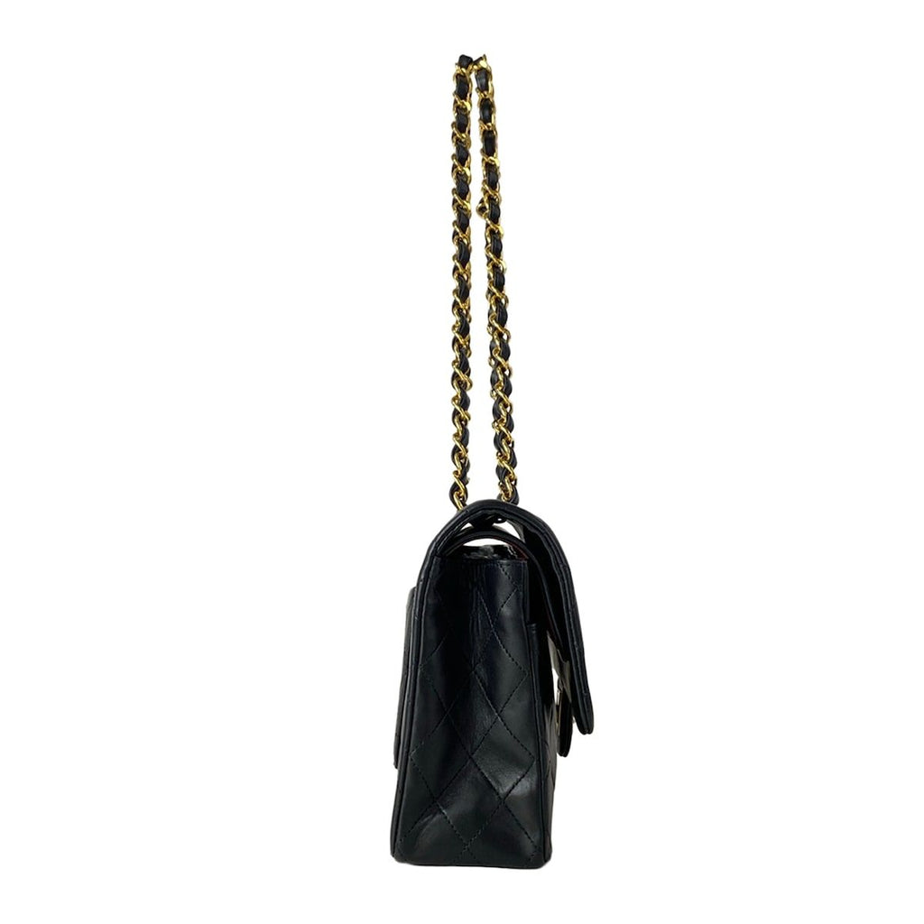 Chanel Shoulder Bag Double Flap Quilted Black Chain Gold — view 2