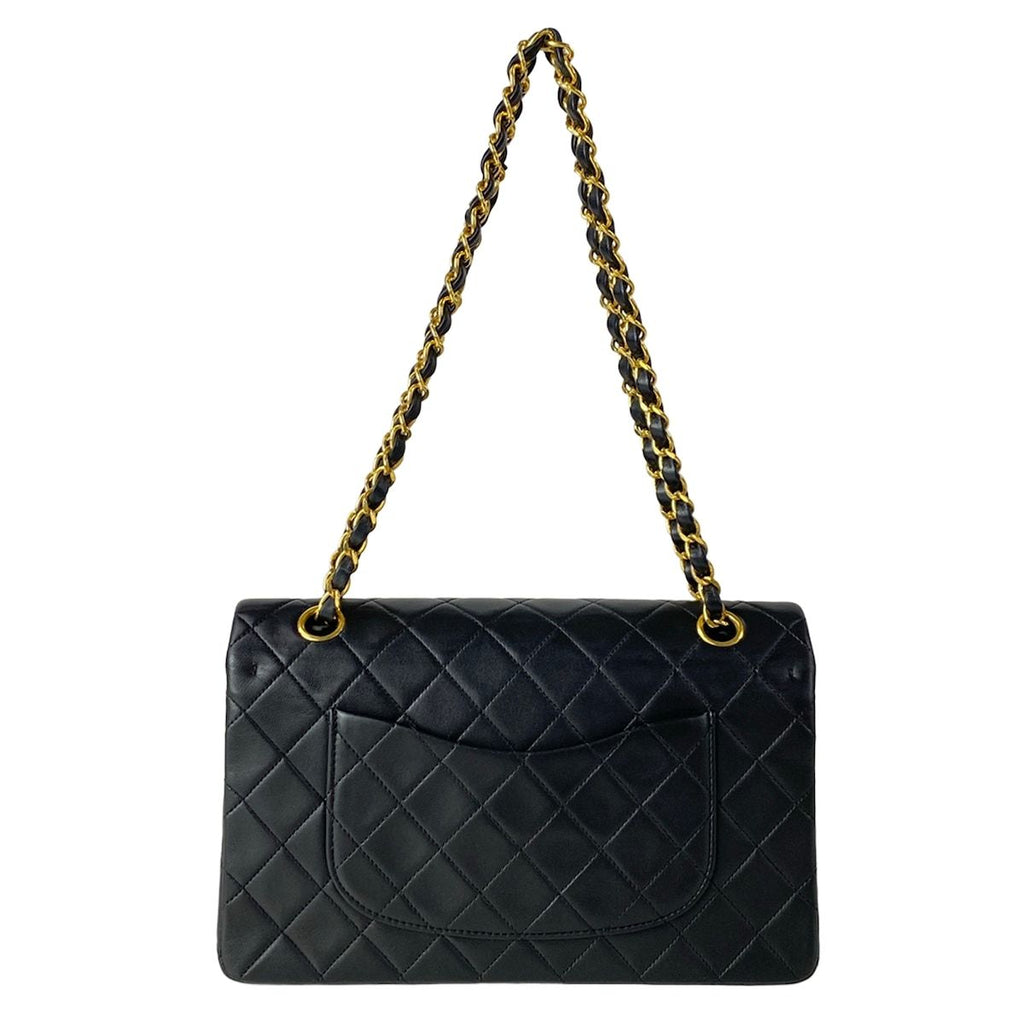 Chanel Shoulder Bag Double Flap Quilted Black Chain Gold — view 3