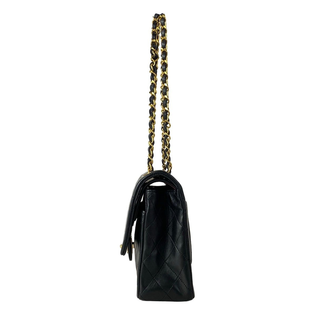 Chanel Shoulder Bag Double Flap Quilted Black Chain Gold — view 4