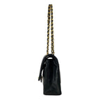 Chanel Shoulder Bag Double Flap Quilted Black Chain Gold — view 4