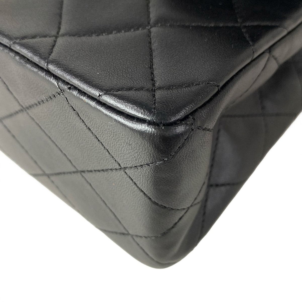 Chanel Shoulder Bag Double Flap Quilted Black Chain Gold — view 7