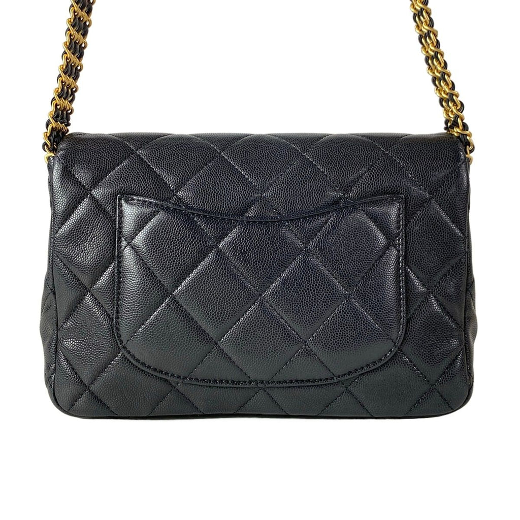 Chanel Shoulder Bag Quilted Black Gold Chain — view 3