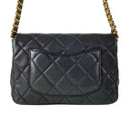Chanel Shoulder Bag Quilted Black Gold Chain — view 3