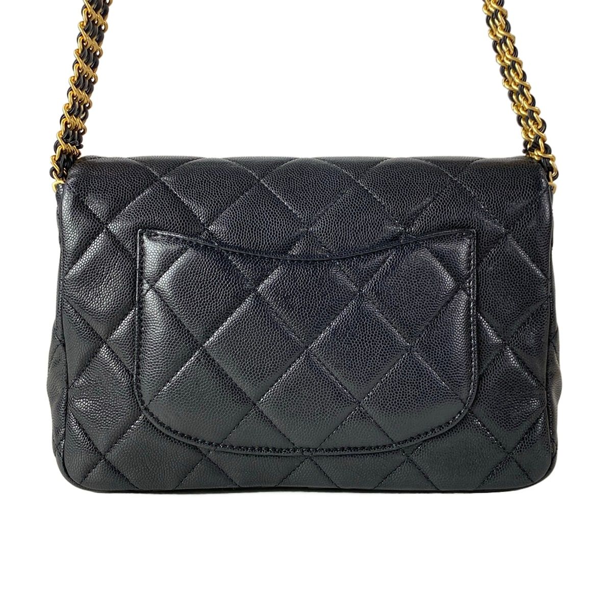 Chanel Shoulder Bag Quilted Black Gold Chain — view 3
