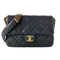 Chanel Shoulder Bag Quilted Black Gold Chain