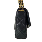 Chanel Shoulder Bag Quilted Black Gold Chain — view 2