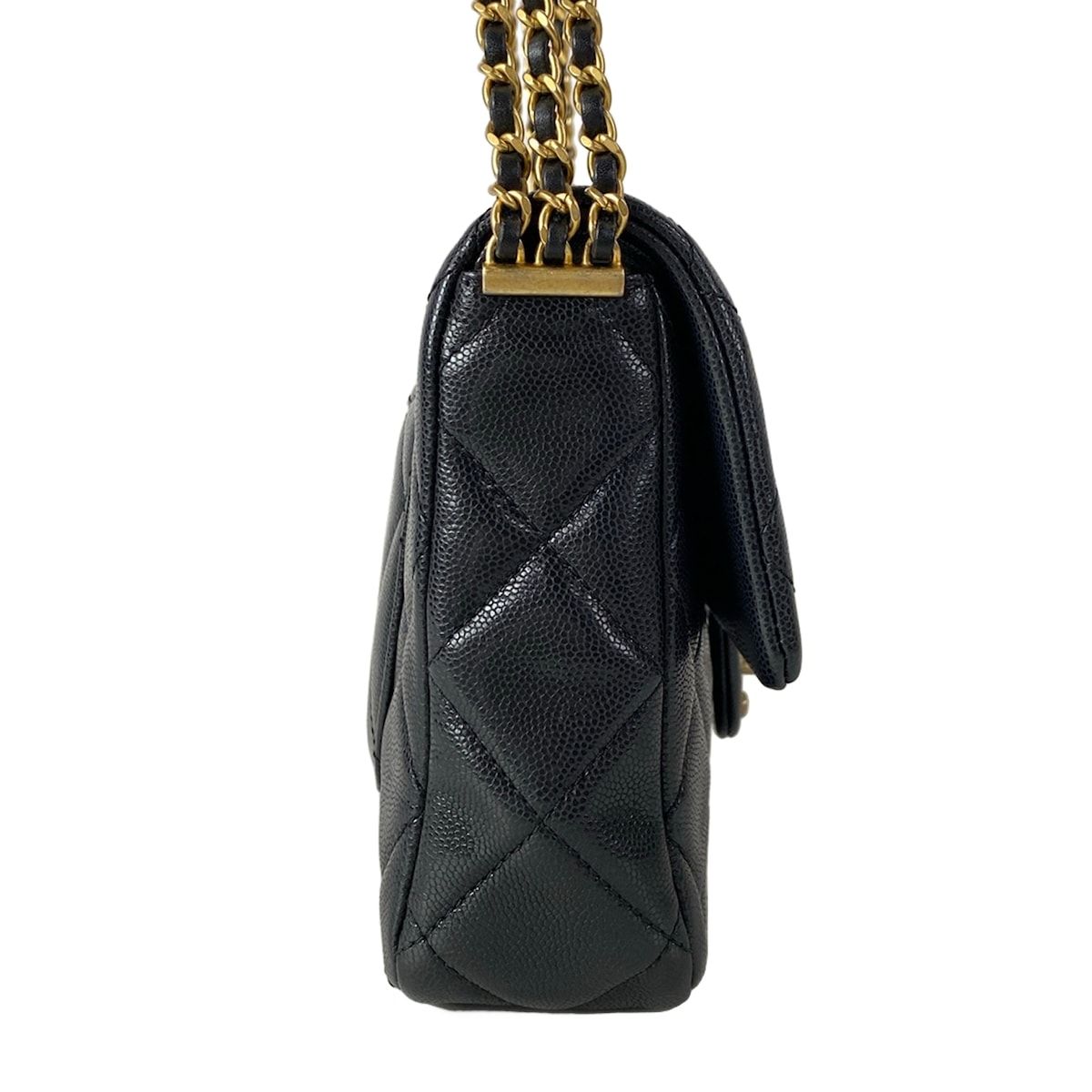 Chanel Shoulder Bag Quilted Black Gold Chain — view 2