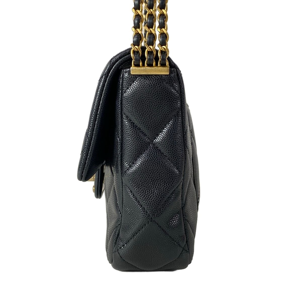 Chanel Shoulder Bag Quilted Black Gold Chain — view 4