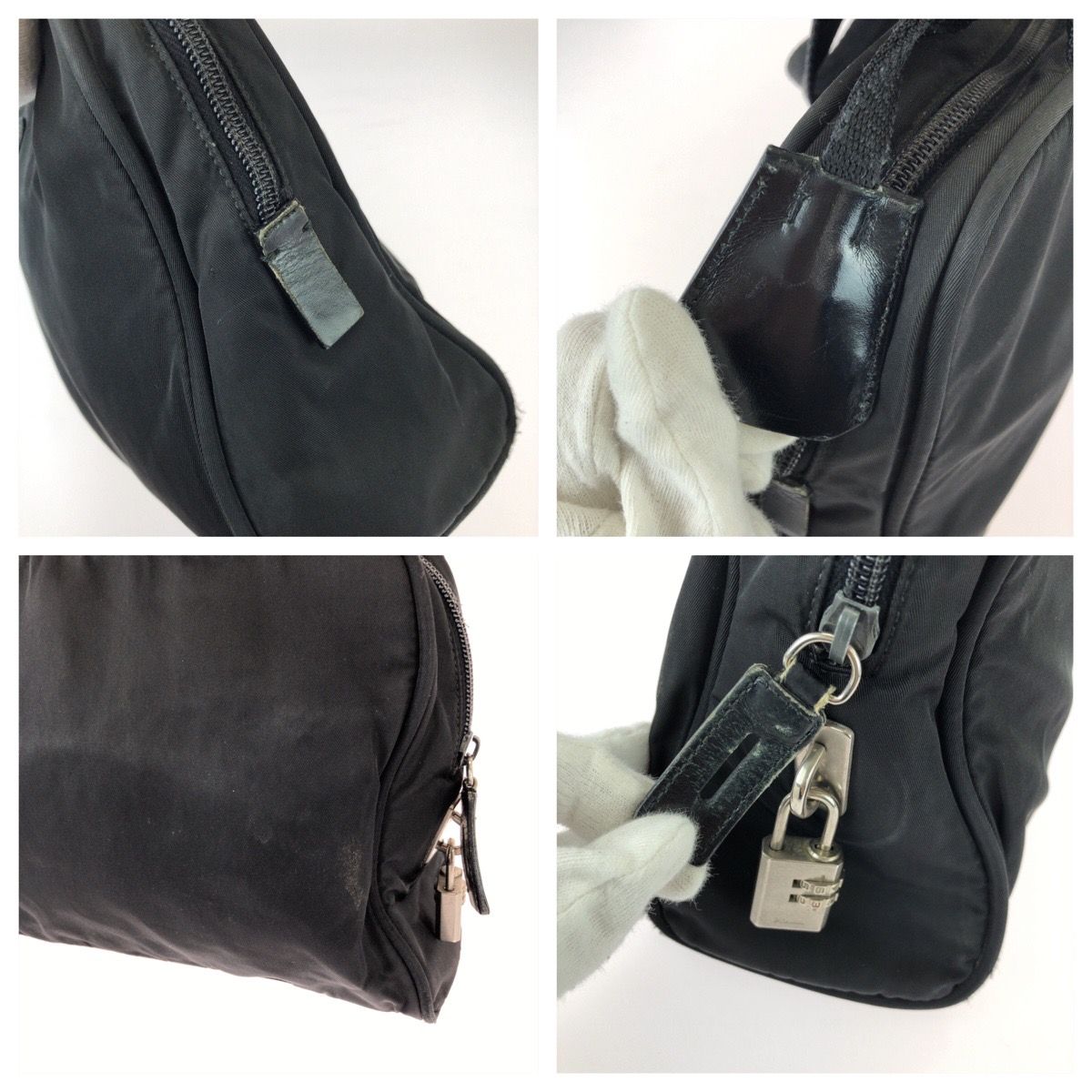 Prada Tessuto Black Silver Nylon Handbag — view 5