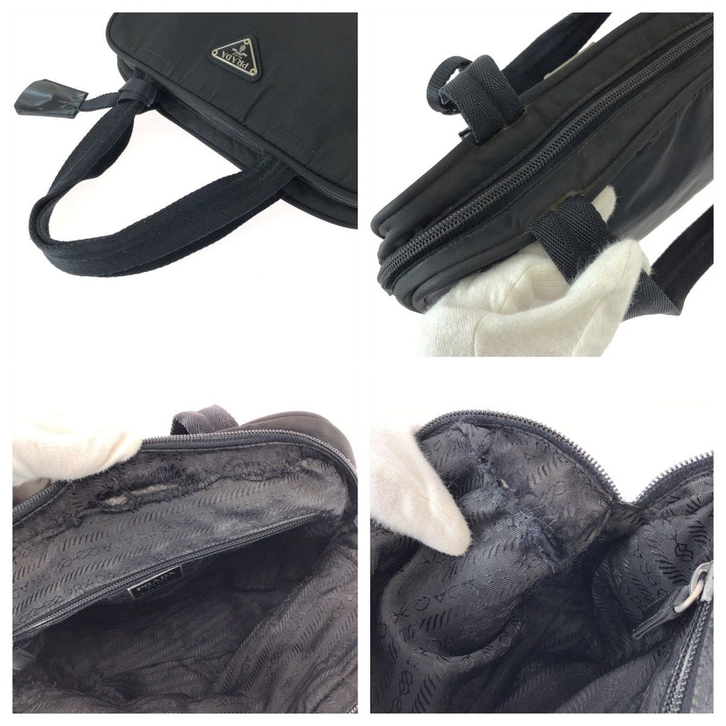 Prada Tessuto Black Silver Nylon Handbag — view 6