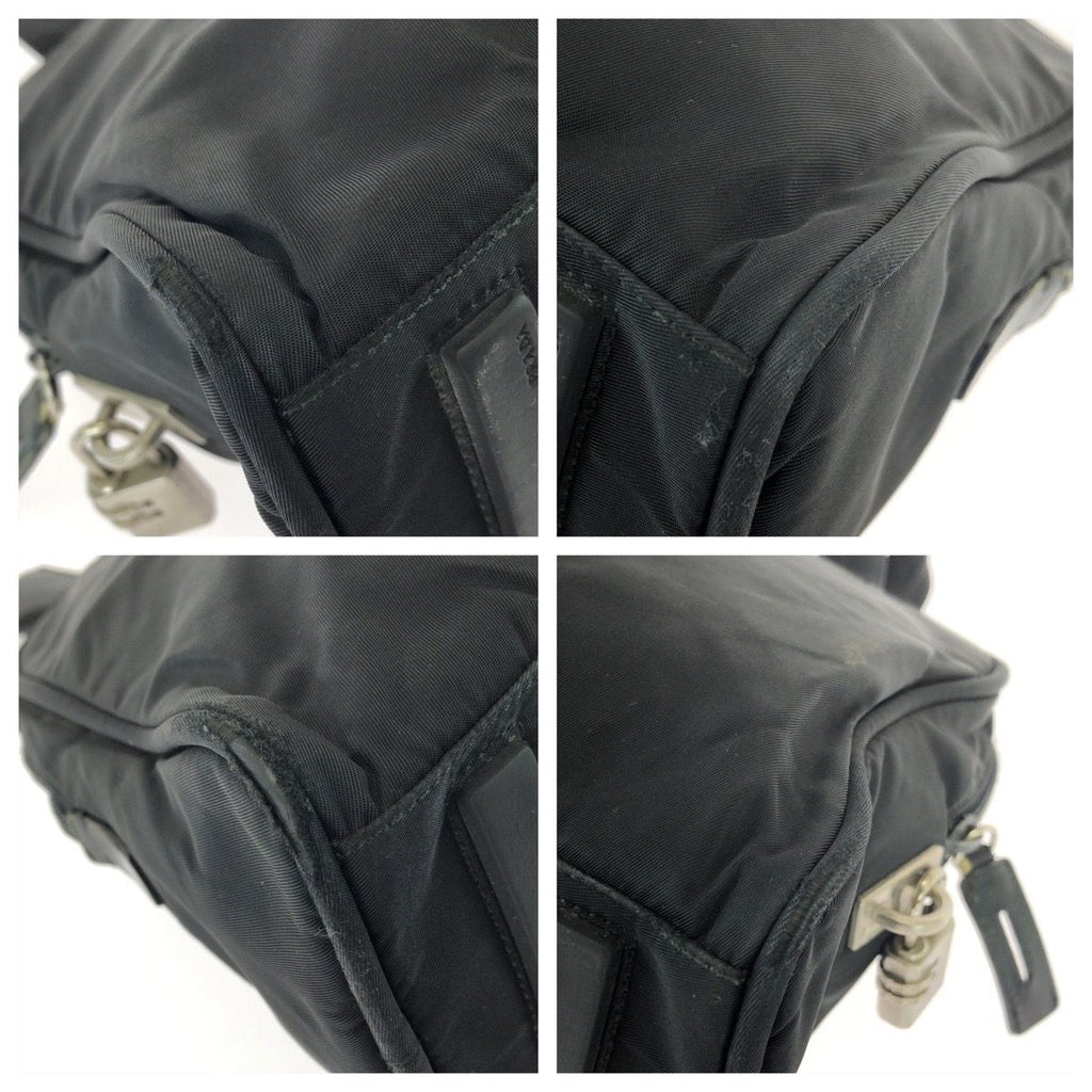 Prada Tessuto Black Silver Nylon Handbag — view 3