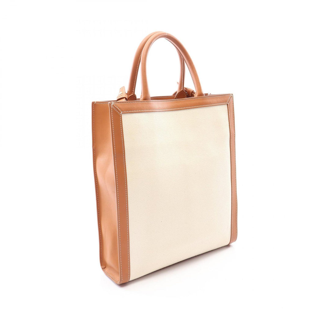 Celine Tote Small Vertical Cabas Natural Brown Canvas Leather — view 2
