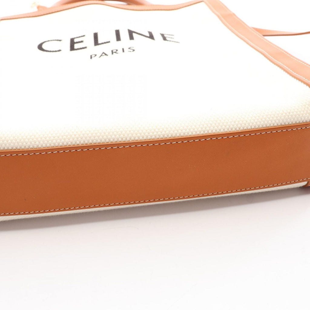 Celine Tote Small Vertical Cabas Natural Brown Canvas Leather — view 7