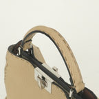 Fendi Peekaboo Essential Selleria Tote Shoulder Bag Leather Beige Silver 2-Way — view 4
