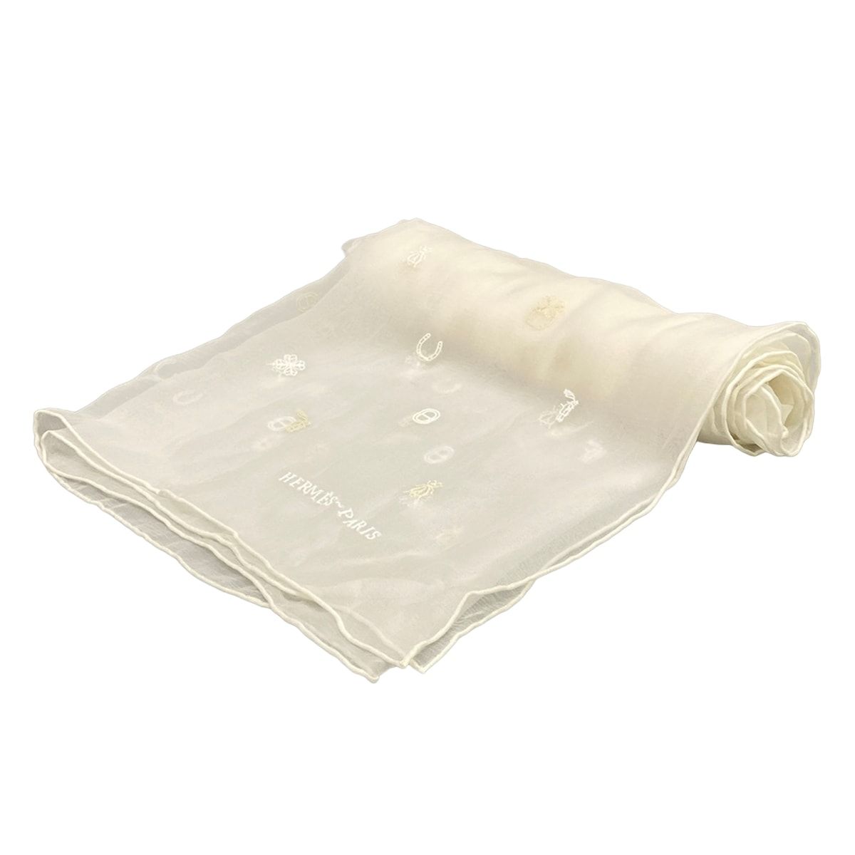 Hermes Shawl White Carre 100 Multi Charm Scarf