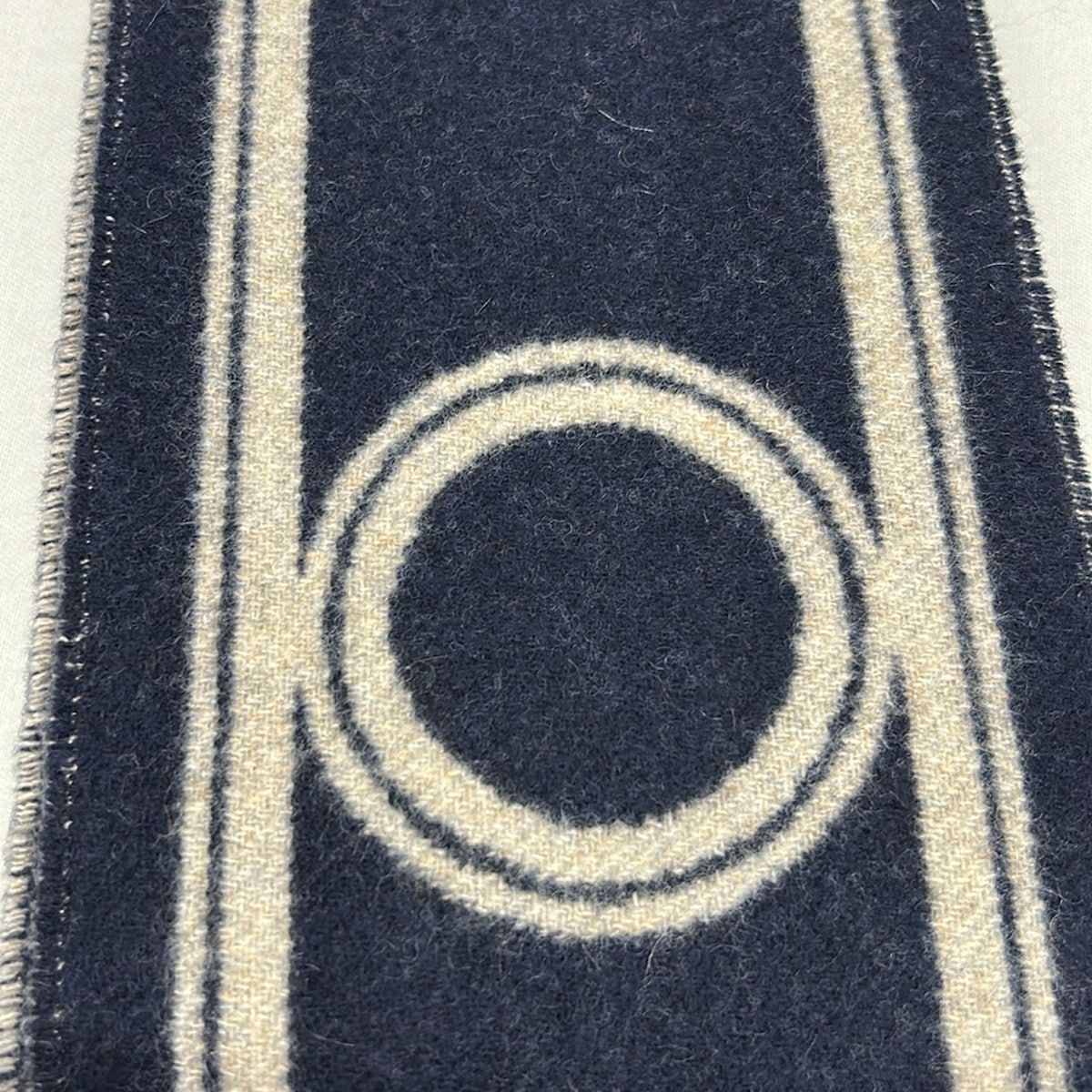 Hermes Scarf Dark Navy Gray Beige Cashmere — view 4