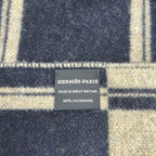 Hermes Scarf Dark Navy Gray Beige Cashmere — view 2